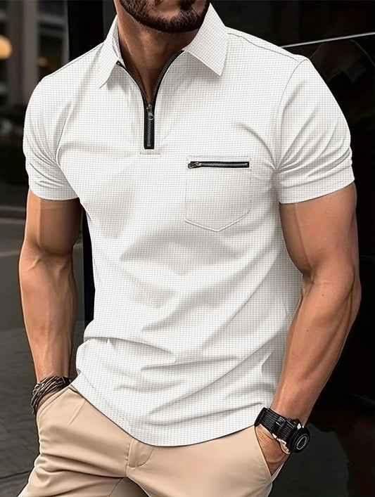 Men's Zipper–Style Polo | White